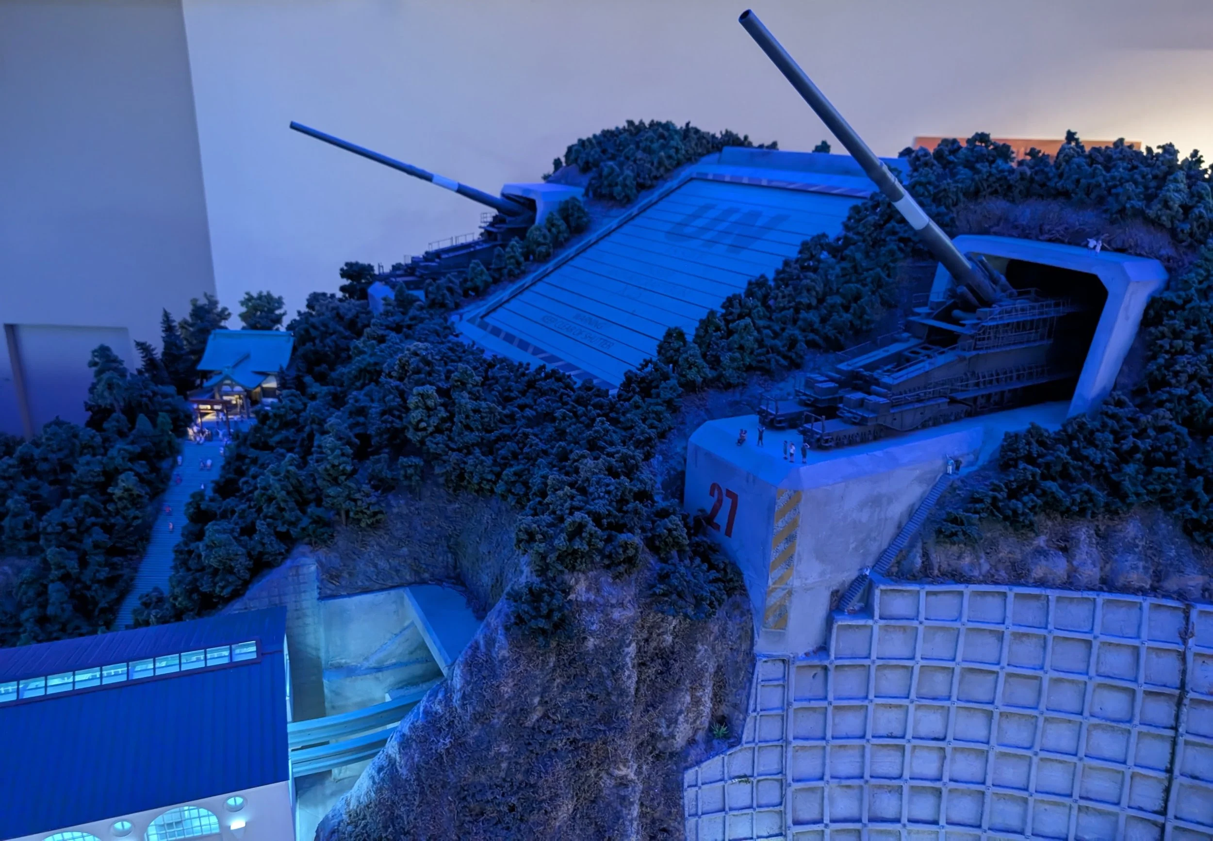 A large Evangelion-themed miniature display at Small Worlds.